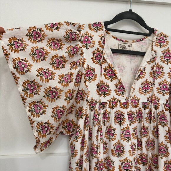 Mille Resort & Travel Saffron Dress in a coral medallion floral print. - Picture 3 of 6